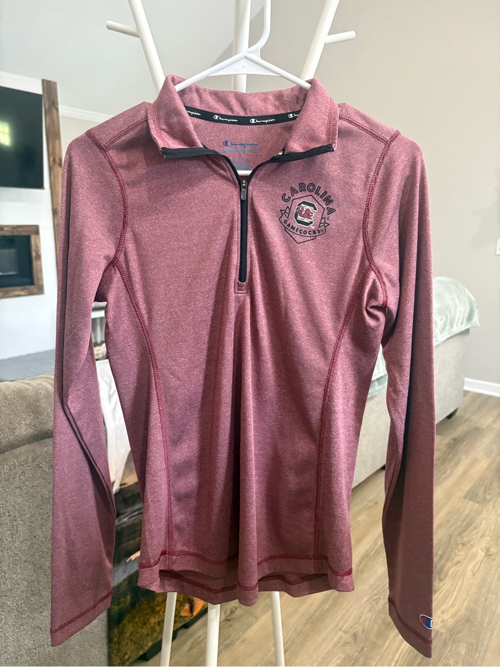 Champion Women's Maroon Quarter-Zip Pullover with Gamecocks logo